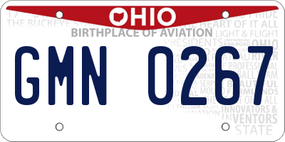 OH license plate GMN0267