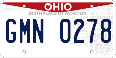 OH license plate GMN0278