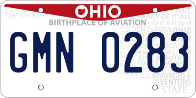OH license plate GMN0283