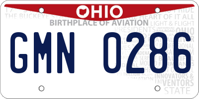 OH license plate GMN0286