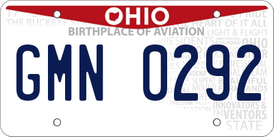 OH license plate GMN0292
