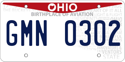 OH license plate GMN0302