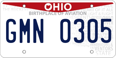 OH license plate GMN0305