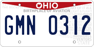 OH license plate GMN0312