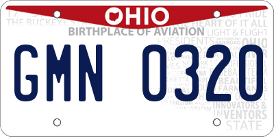 OH license plate GMN0320