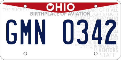 OH license plate GMN0342