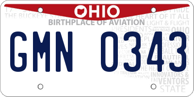 OH license plate GMN0343