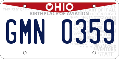 OH license plate GMN0359