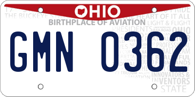 OH license plate GMN0362