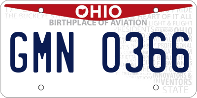 OH license plate GMN0366