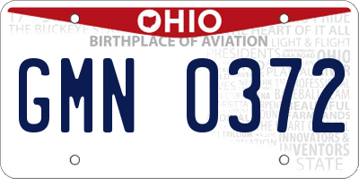 OH license plate GMN0372