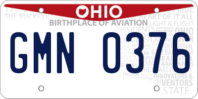 OH license plate GMN0376