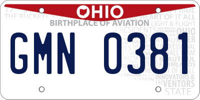 OH license plate GMN0381