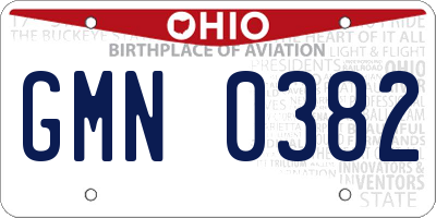 OH license plate GMN0382