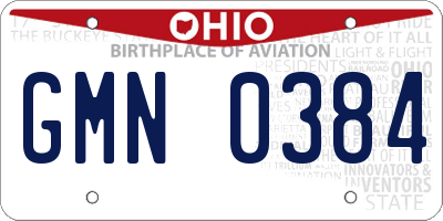 OH license plate GMN0384
