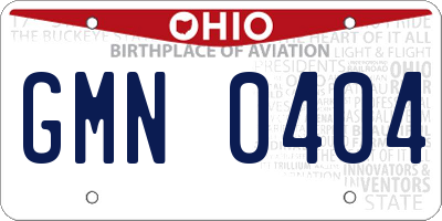 OH license plate GMN0404