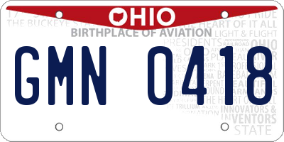 OH license plate GMN0418