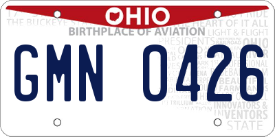 OH license plate GMN0426