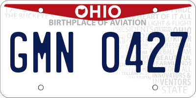OH license plate GMN0427