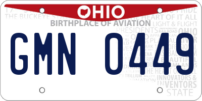 OH license plate GMN0449