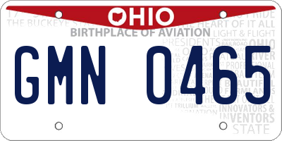 OH license plate GMN0465