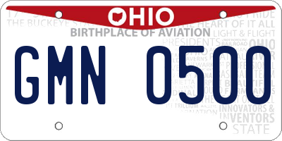 OH license plate GMN0500