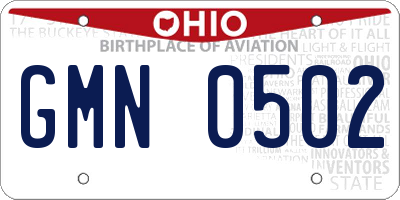 OH license plate GMN0502