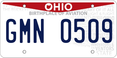 OH license plate GMN0509