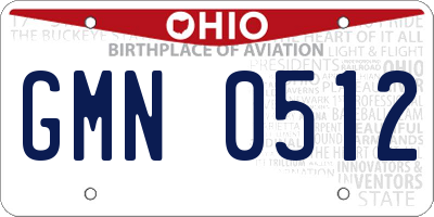 OH license plate GMN0512