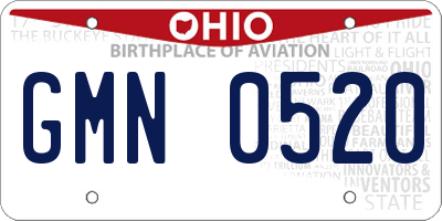 OH license plate GMN0520