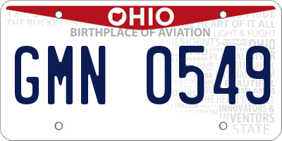OH license plate GMN0549