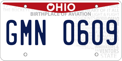 OH license plate GMN0609