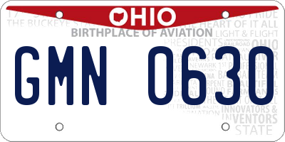 OH license plate GMN0630