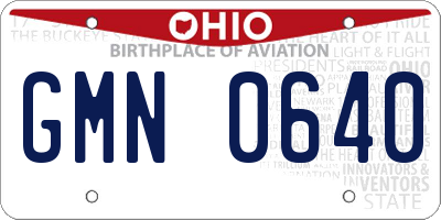 OH license plate GMN0640
