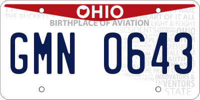 OH license plate GMN0643