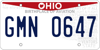 OH license plate GMN0647