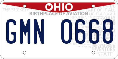 OH license plate GMN0668