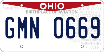 OH license plate GMN0669