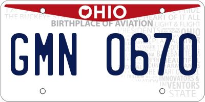 OH license plate GMN0670