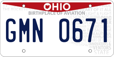 OH license plate GMN0671