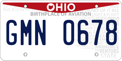 OH license plate GMN0678