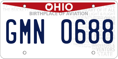 OH license plate GMN0688