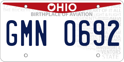 OH license plate GMN0692