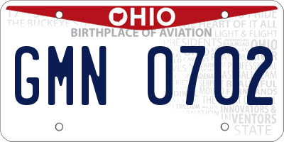 OH license plate GMN0702