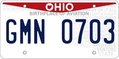 OH license plate GMN0703