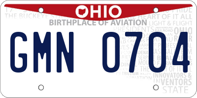 OH license plate GMN0704
