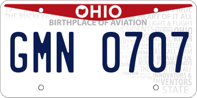 OH license plate GMN0707