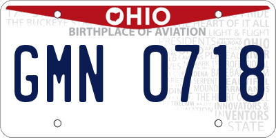 OH license plate GMN0718