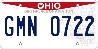 OH license plate GMN0722