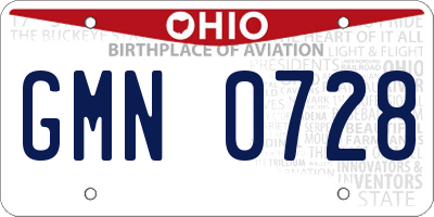 OH license plate GMN0728